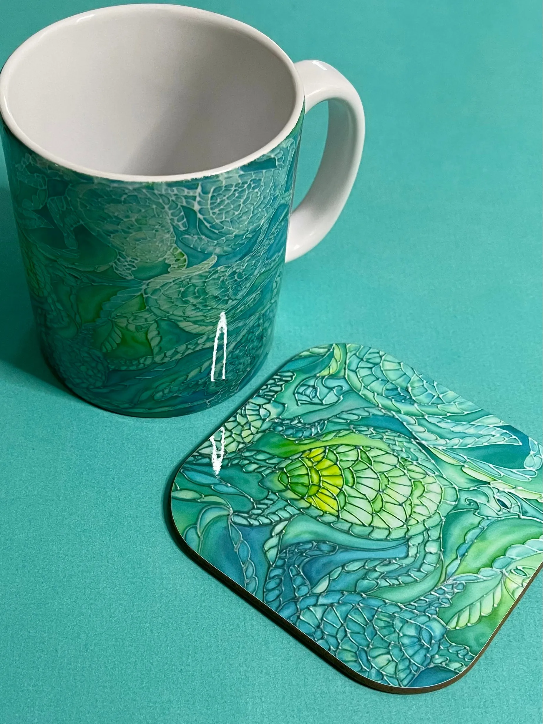 Green Turtles Mug and Coaster - Extra Large & Regular Mug Sizes Turtles Lovers Mug Gift Box Set -