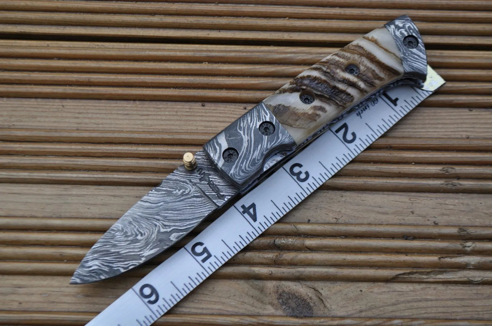 Handmade Damascus Pocket Knife - Folding Knife with Lock