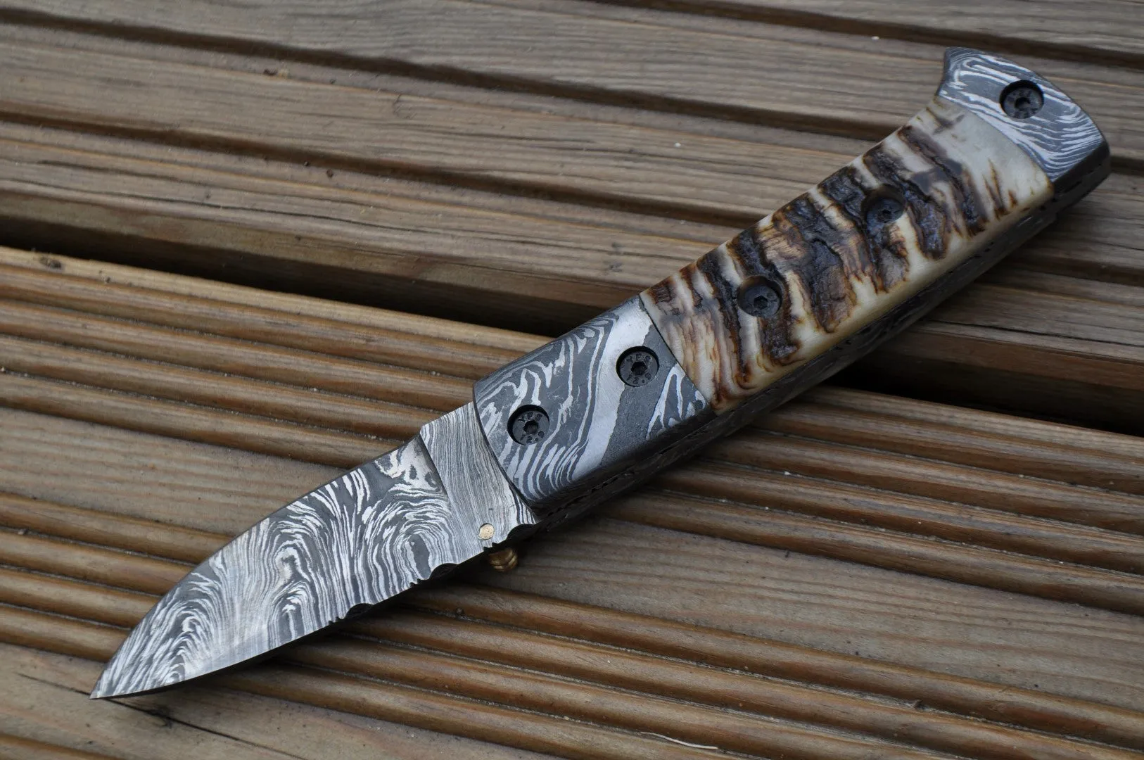 Handmade Damascus Pocket Knife - Folding Knife with Lock