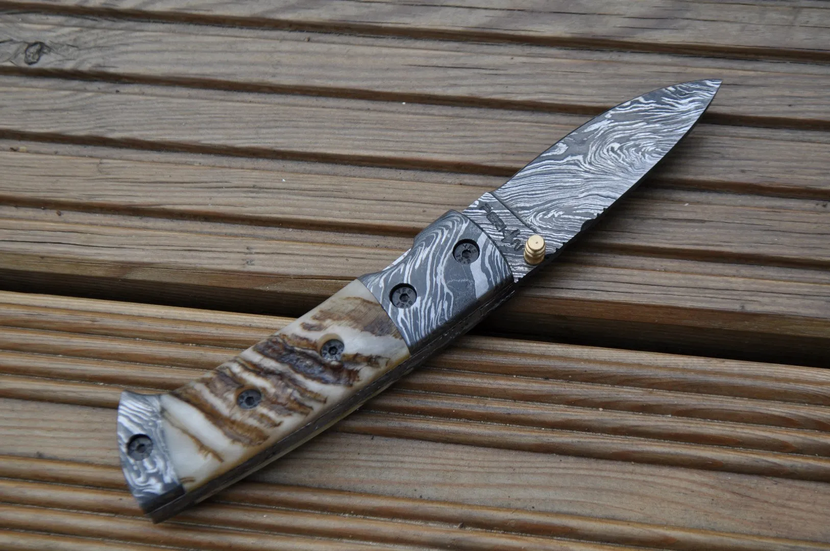 Handmade Damascus Pocket Knife - Folding Knife with Lock