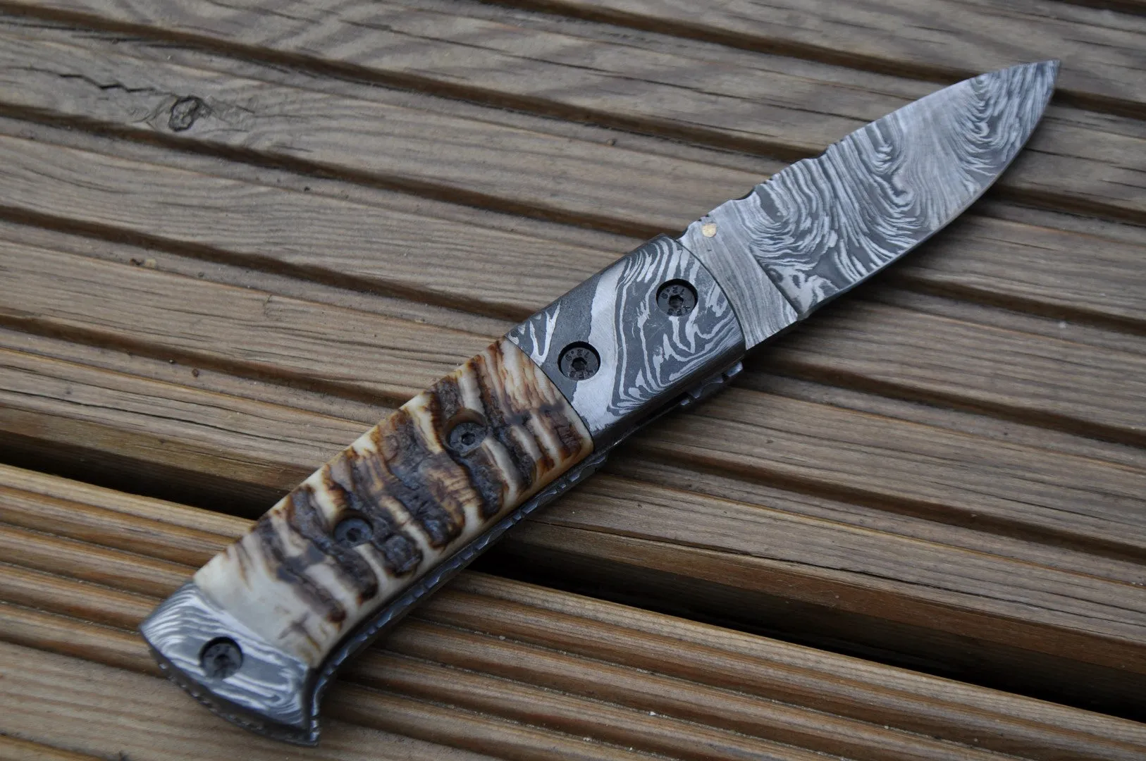 Handmade Damascus Pocket Knife - Folding Knife with Lock