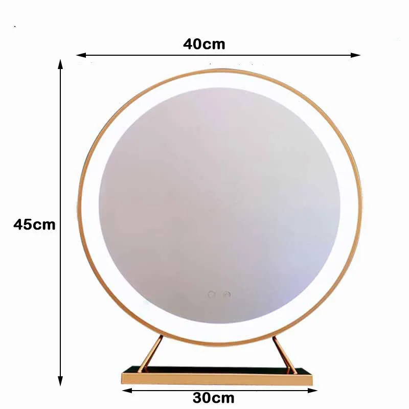 HD LED Touch Screen Vanity Makeup Mirror, 40cm, Gold