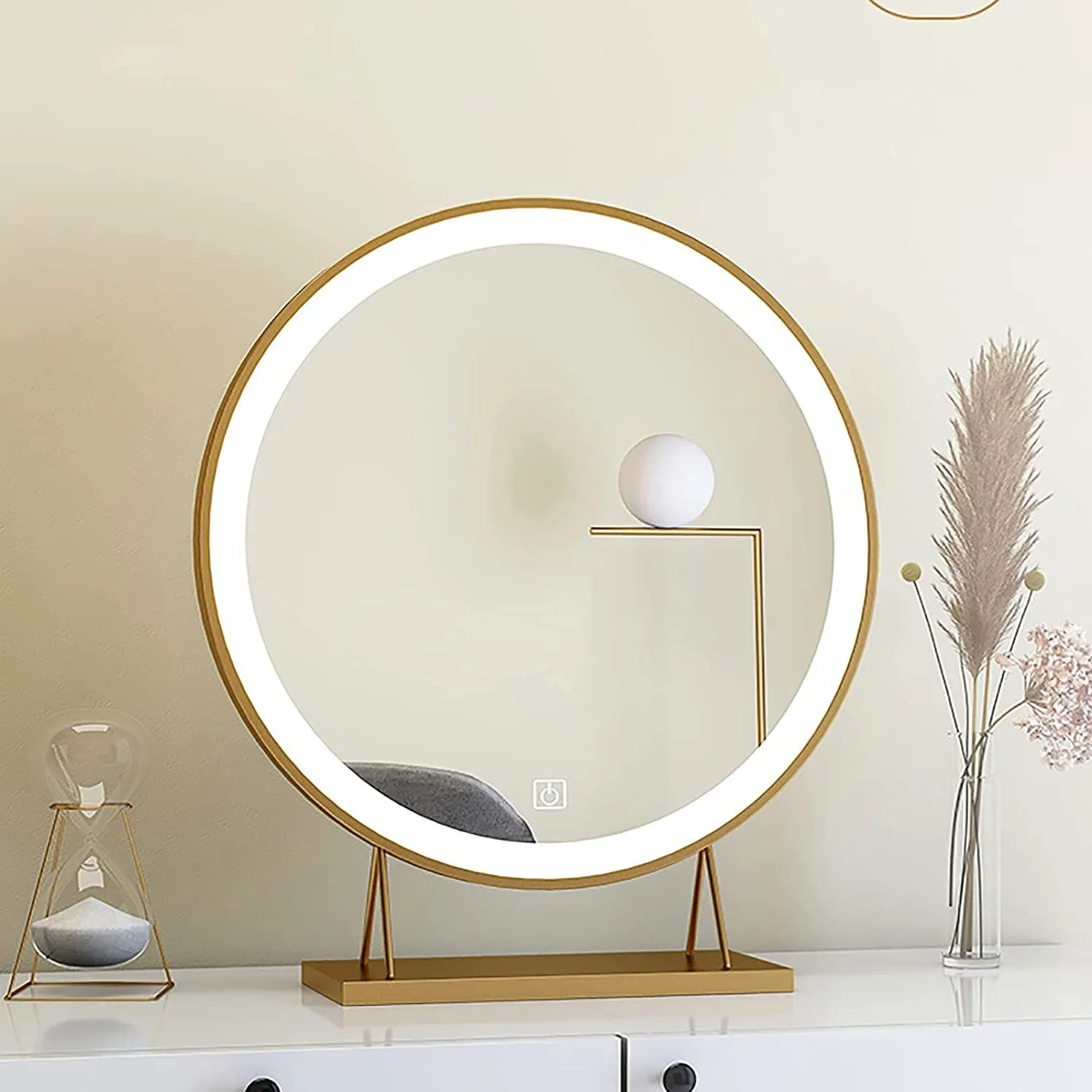 HD LED Touch Screen Vanity Makeup Mirror, 40cm, Gold