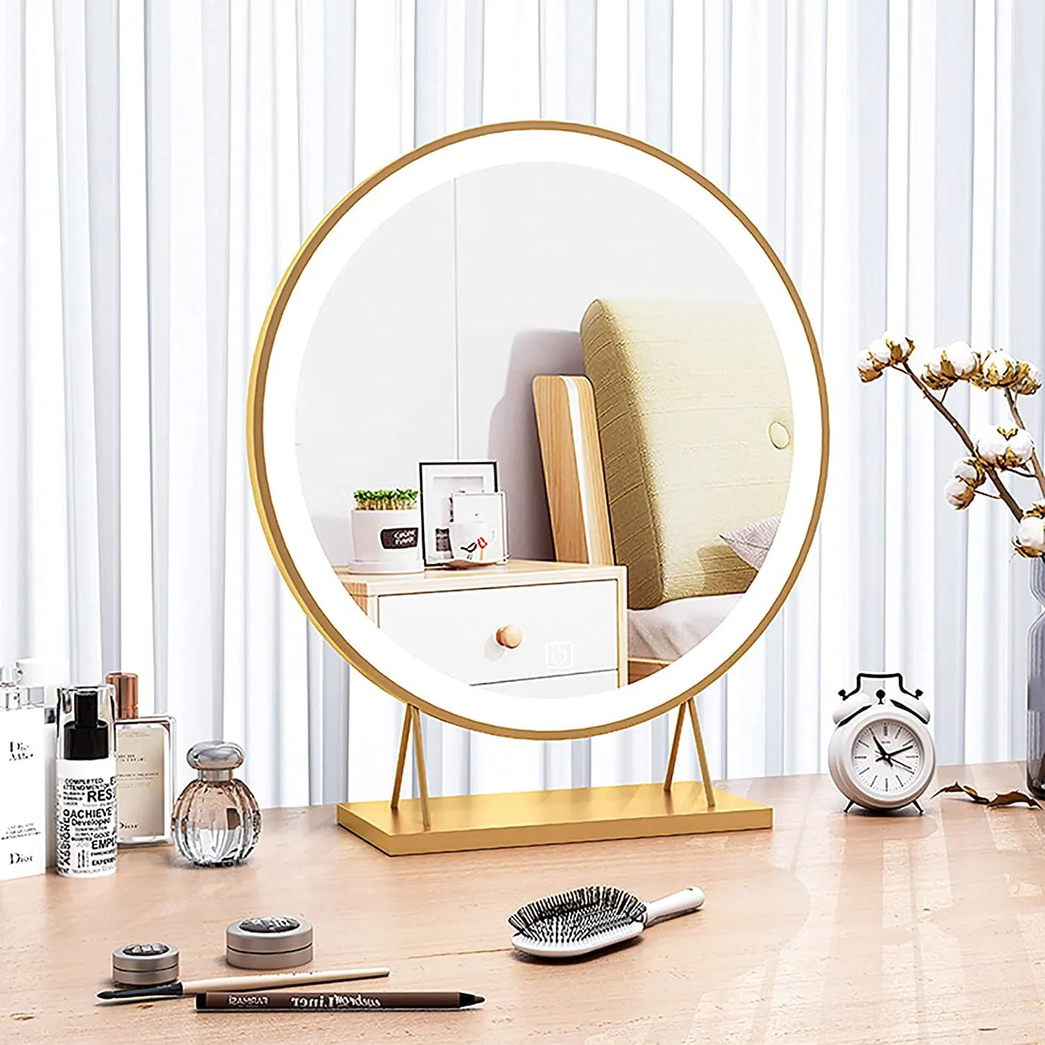 HD LED Touch Screen Vanity Makeup Mirror, 40cm, Gold