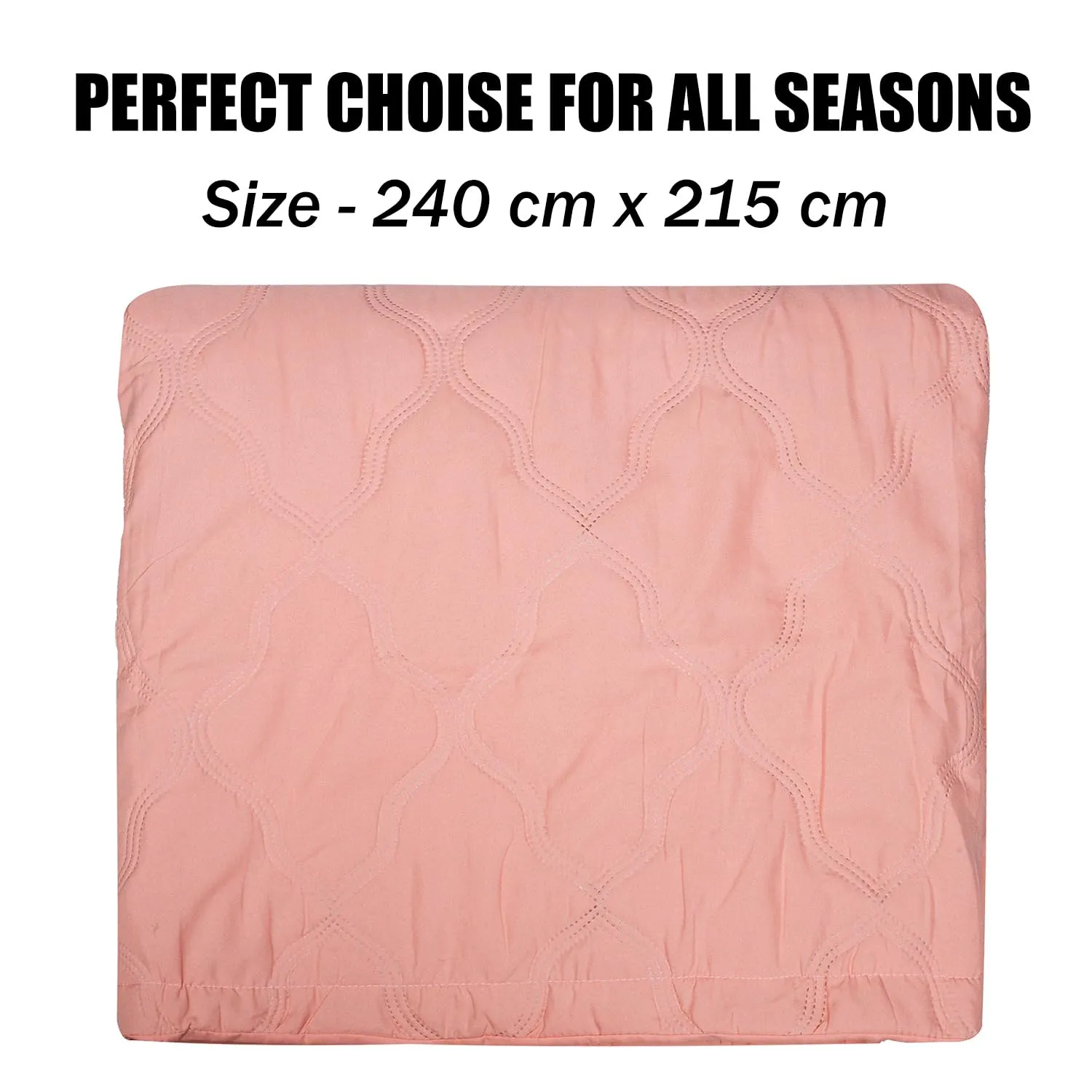 Heart Home Comforter | Microfiber Blanket for Summer | Blanket for Winter | Quilted Blanket Cover | Reversible Comforter | Blanket for Double Bed | Peach