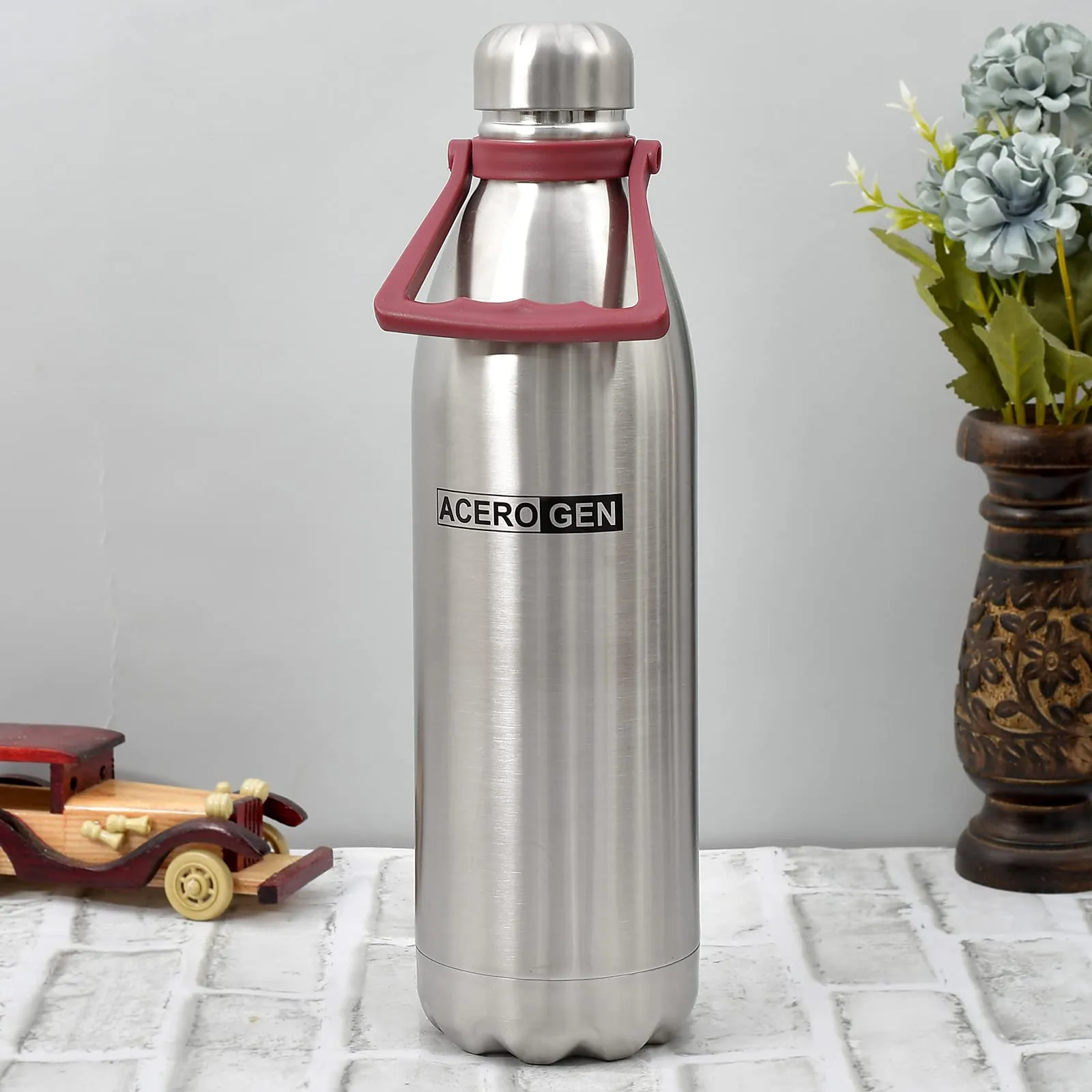 Heart Home Stainless Steel Hot and Cold Vacuum Flask with Carrying Handle & Pouch, 2100ml (Silver)-HS42KUBMART25157