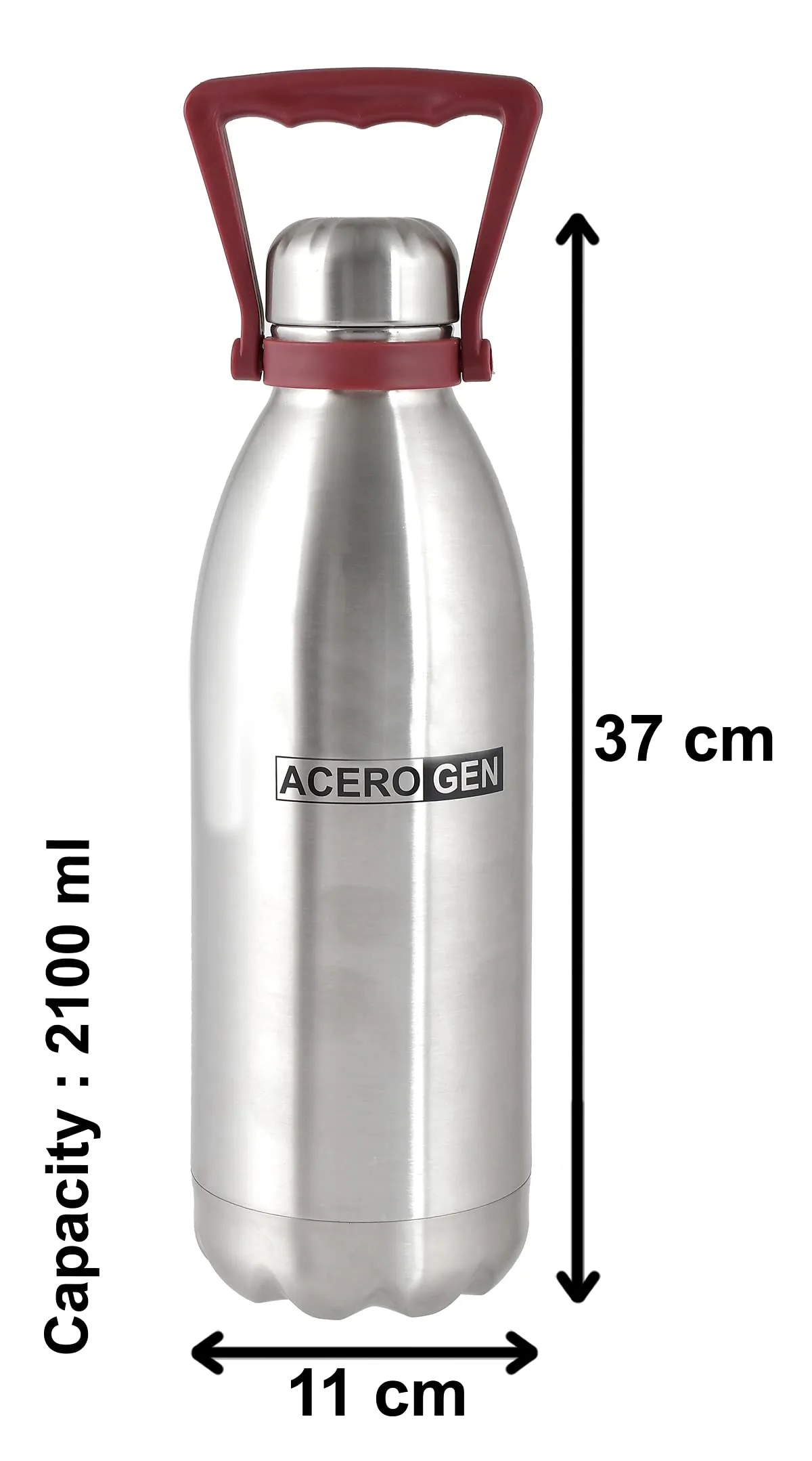 Heart Home Stainless Steel Hot and Cold Vacuum Flask with Carrying Handle & Pouch, 2100ml (Silver)-HS42KUBMART25157