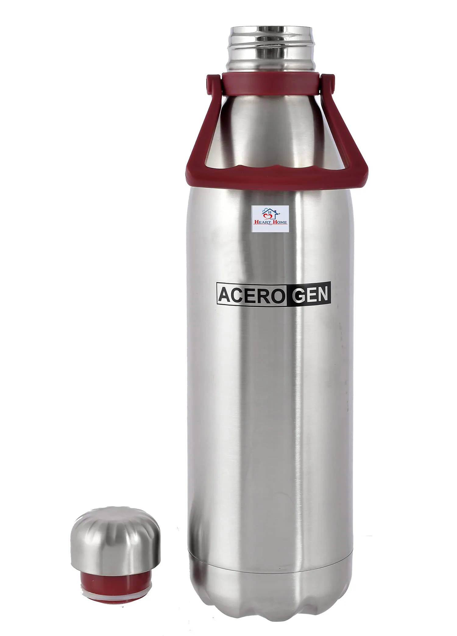 Heart Home Stainless Steel Hot and Cold Vacuum Flask with Carrying Handle & Pouch, 2100ml (Silver)-HS42KUBMART25157