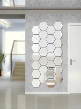 Hexagon Mirror Wall Sticker Set 12pcs