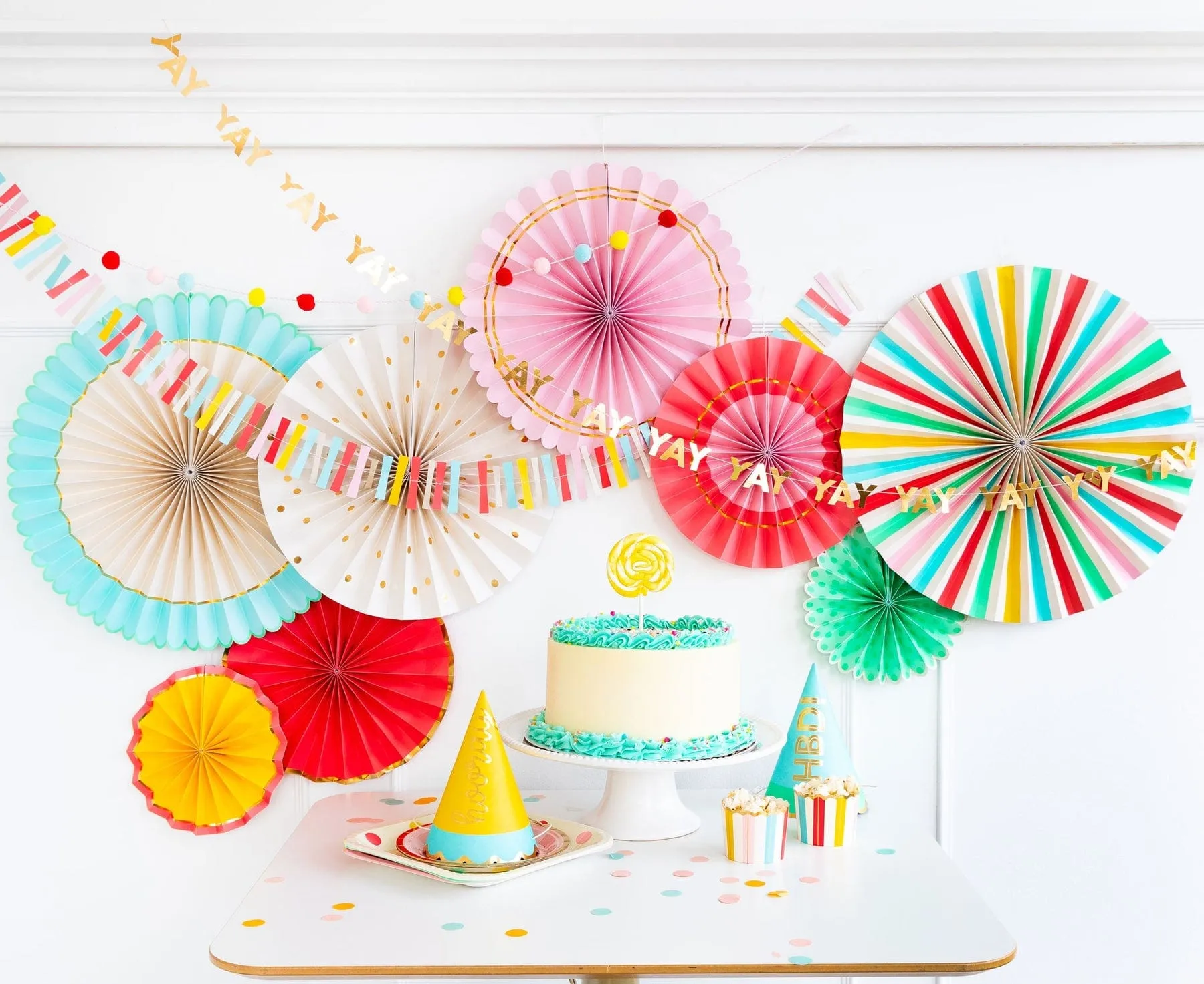 Hip Hip Hooray Party Fans Set x 8