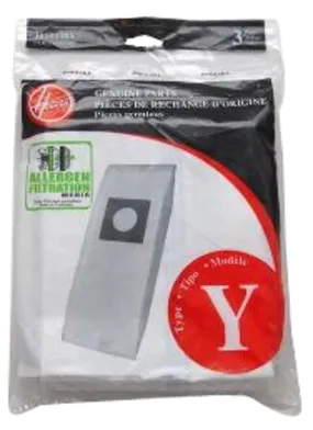 Hoover 4010100Y Type-Y Allergen Vacuum Bag, Paper :PK3: QUANTITY: 1