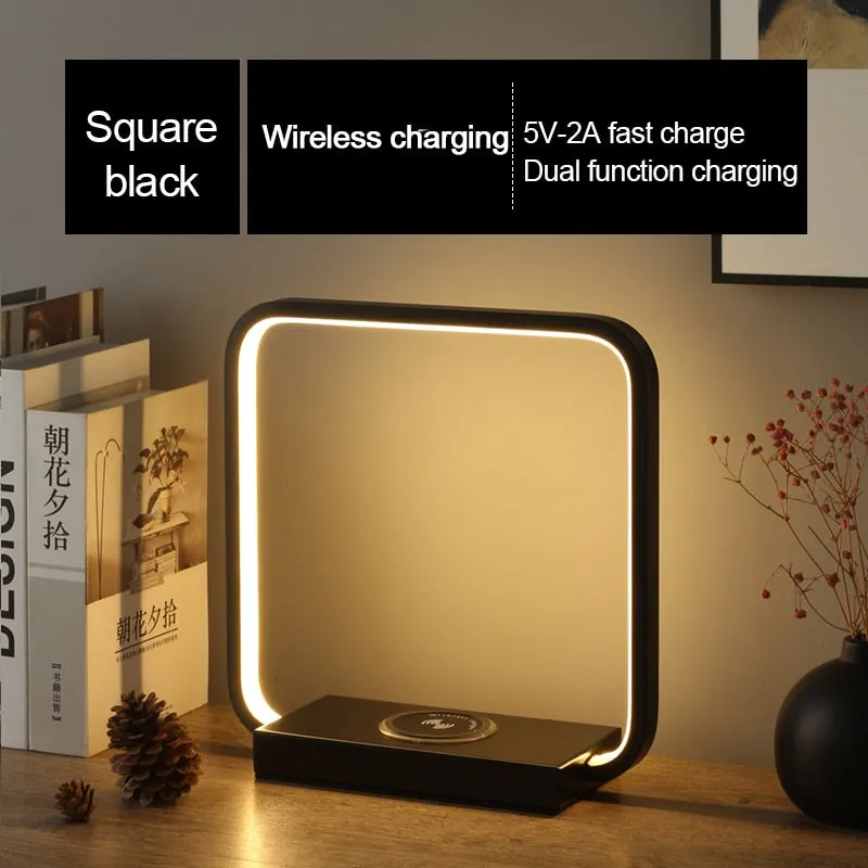 IIS 15W LED Desk Lamp with phone Wireless Charger DC5V USB Charging Port Dimmable Eye-Caring