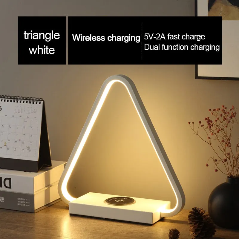 IIS 15W LED Desk Lamp with phone Wireless Charger DC5V USB Charging Port Dimmable Eye-Caring