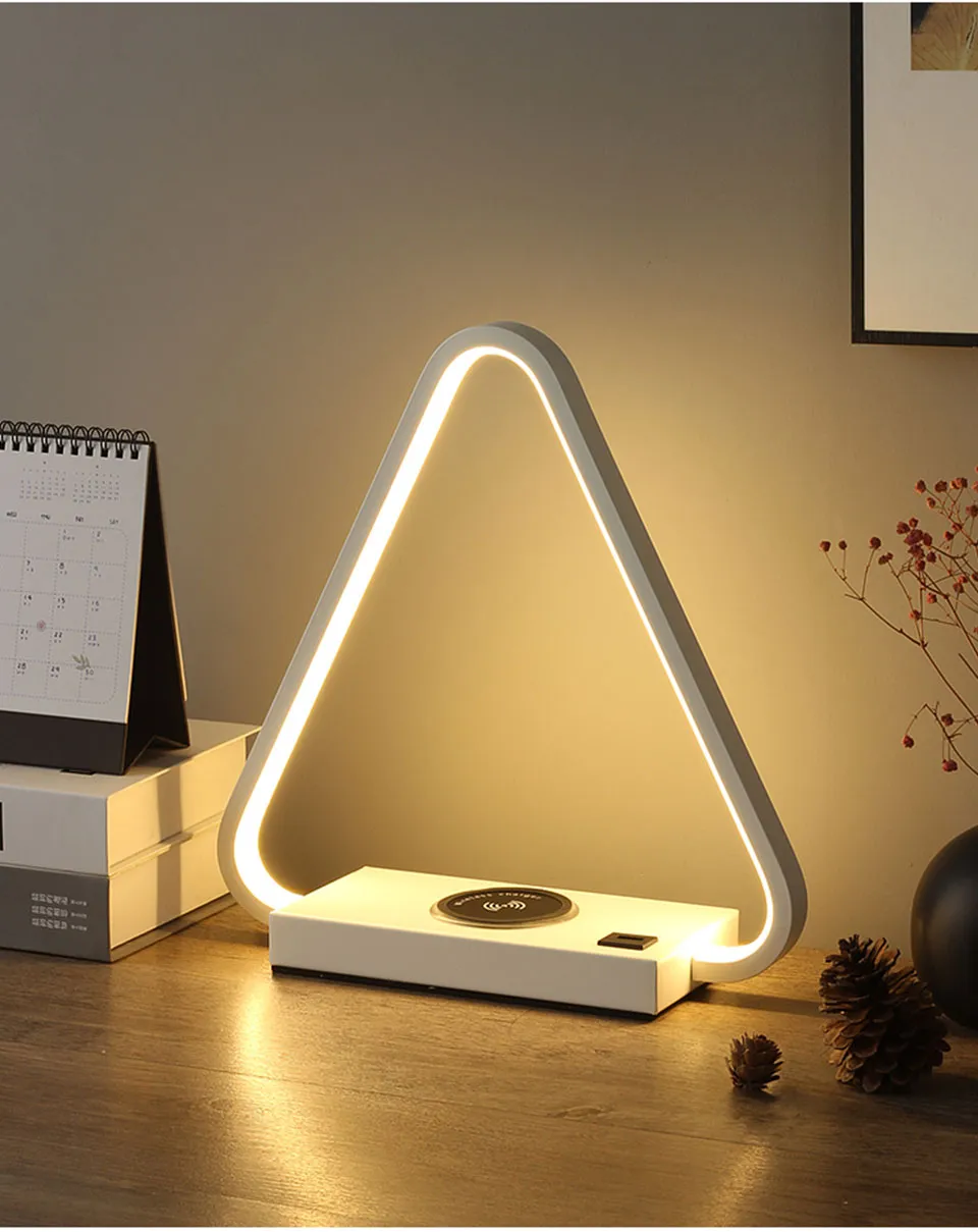 IIS 15W LED Desk Lamp with phone Wireless Charger DC5V USB Charging Port Dimmable Eye-Caring