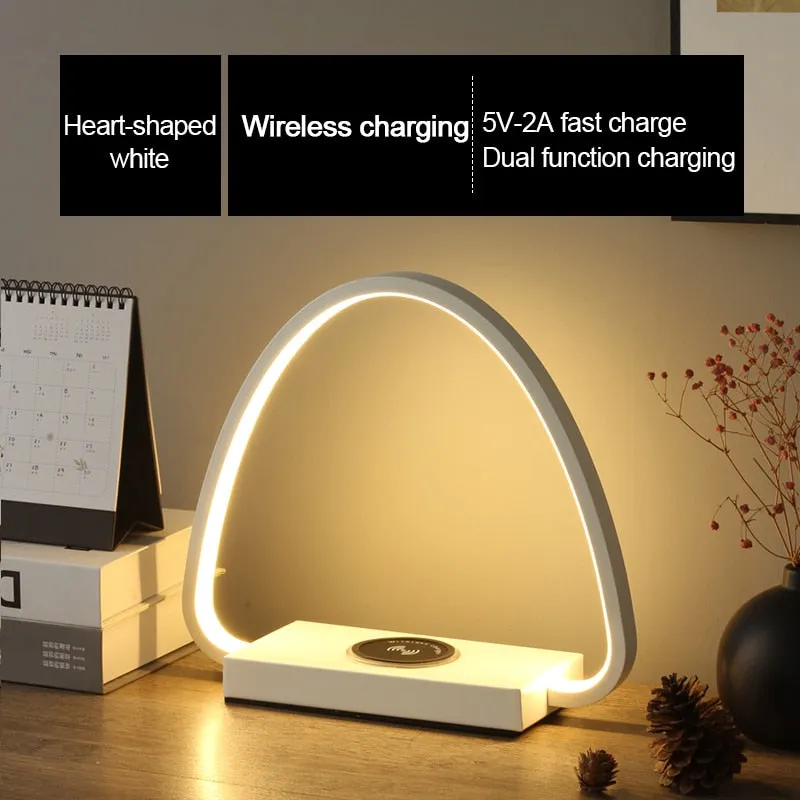 IIS 15W LED Desk Lamp with phone Wireless Charger DC5V USB Charging Port Dimmable Eye-Caring