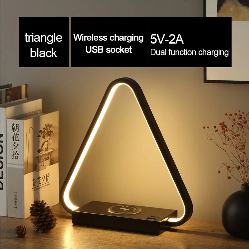 IIS 15W LED Desk Lamp with phone Wireless Charger DC5V USB Charging Port Dimmable Eye-Caring