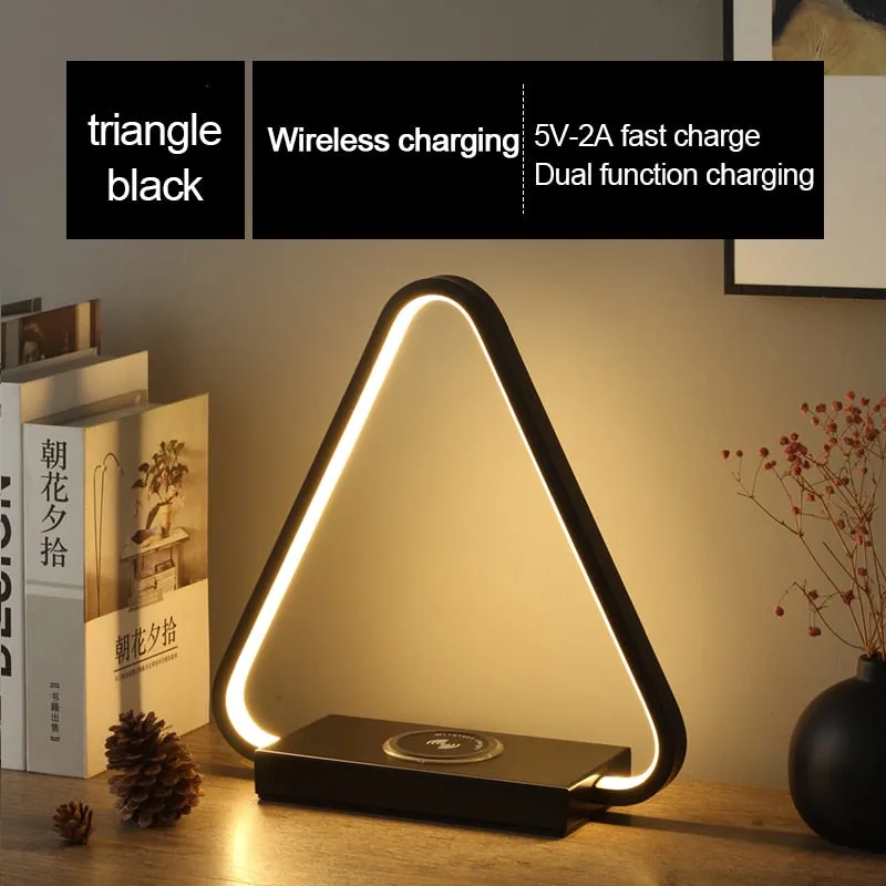 IIS 15W LED Desk Lamp with phone Wireless Charger DC5V USB Charging Port Dimmable Eye-Caring