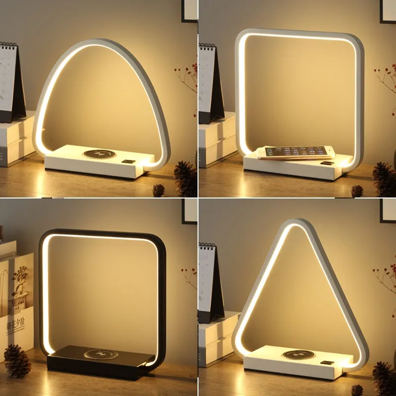 IIS 15W LED Desk Lamp with phone Wireless Charger DC5V USB Charging Port Dimmable Eye-Caring