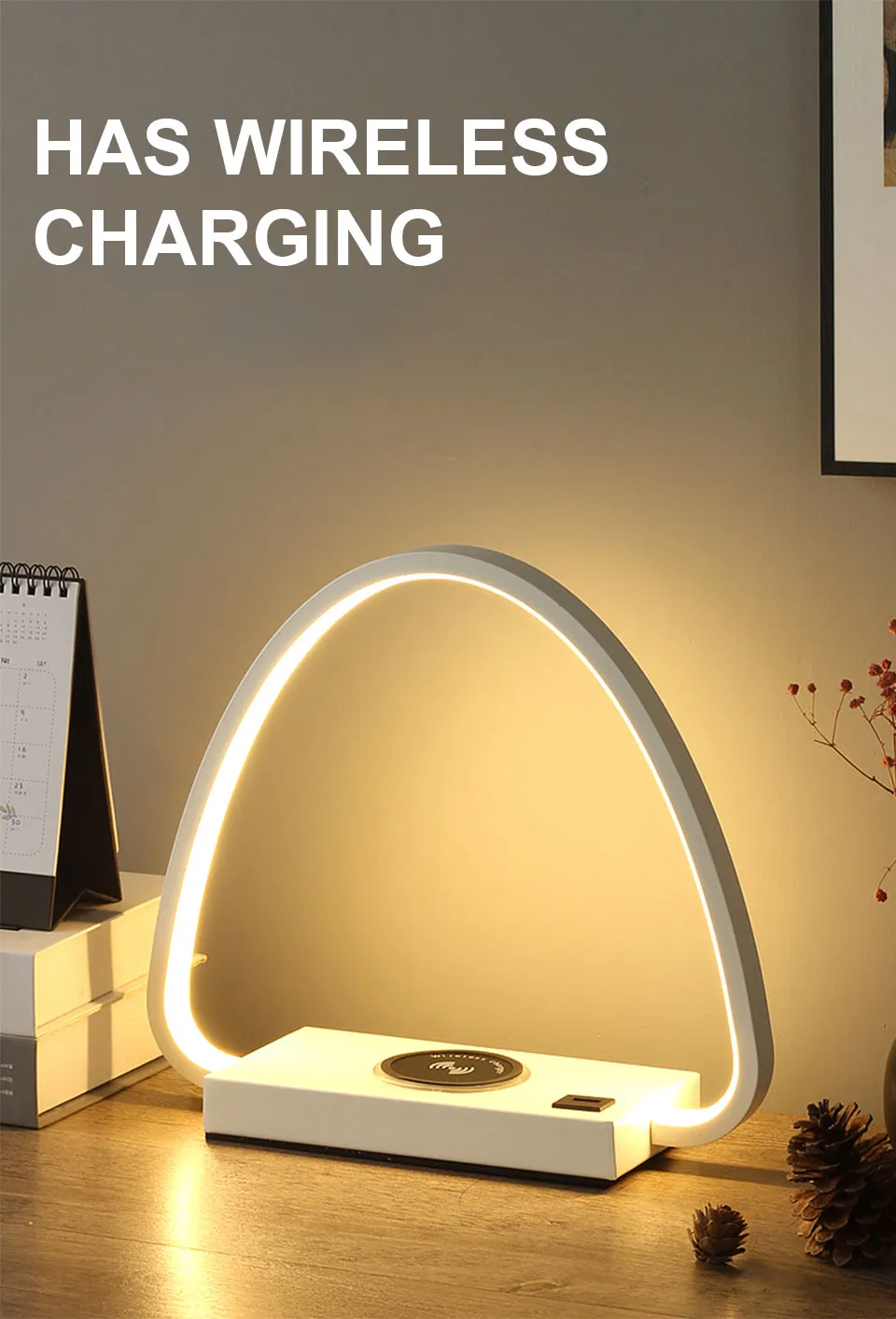 IIS 15W LED Desk Lamp with phone Wireless Charger DC5V USB Charging Port Dimmable Eye-Caring