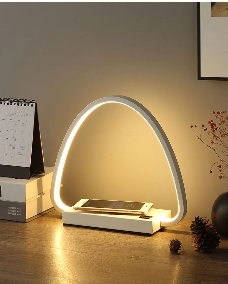 IIS 15W LED Desk Lamp with phone Wireless Charger DC5V USB Charging Port Dimmable Eye-Caring