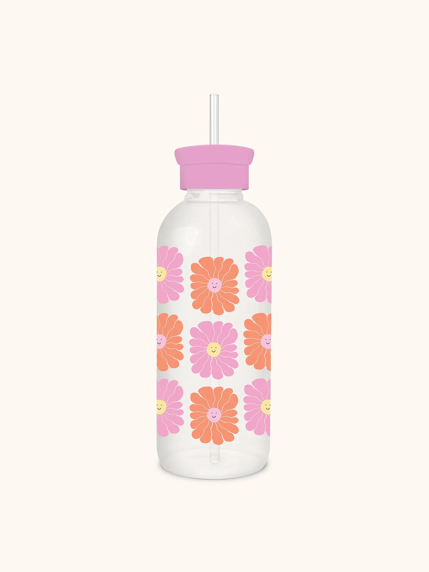 Just for Grins Glass Water Bottle with Straw