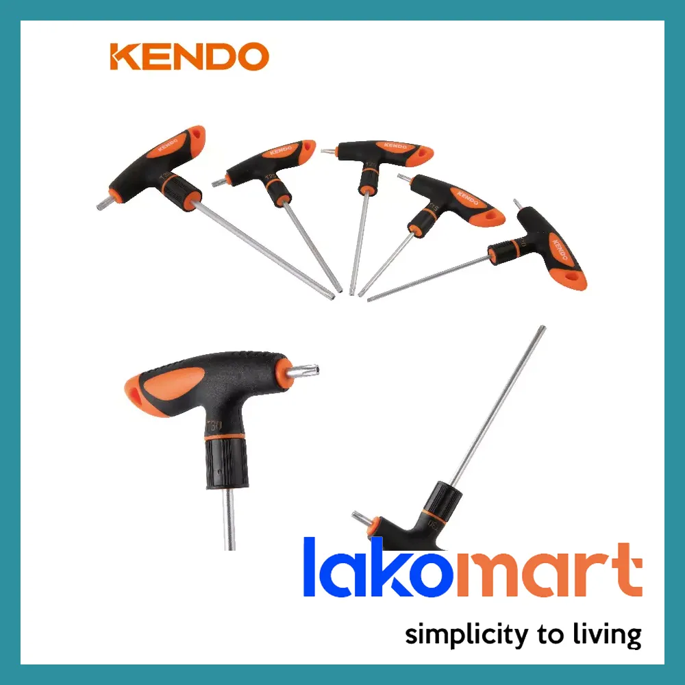 KENDO 5 Pcs T-Handle CRV Torx Screwdriver Set T10 - T30 [20780]