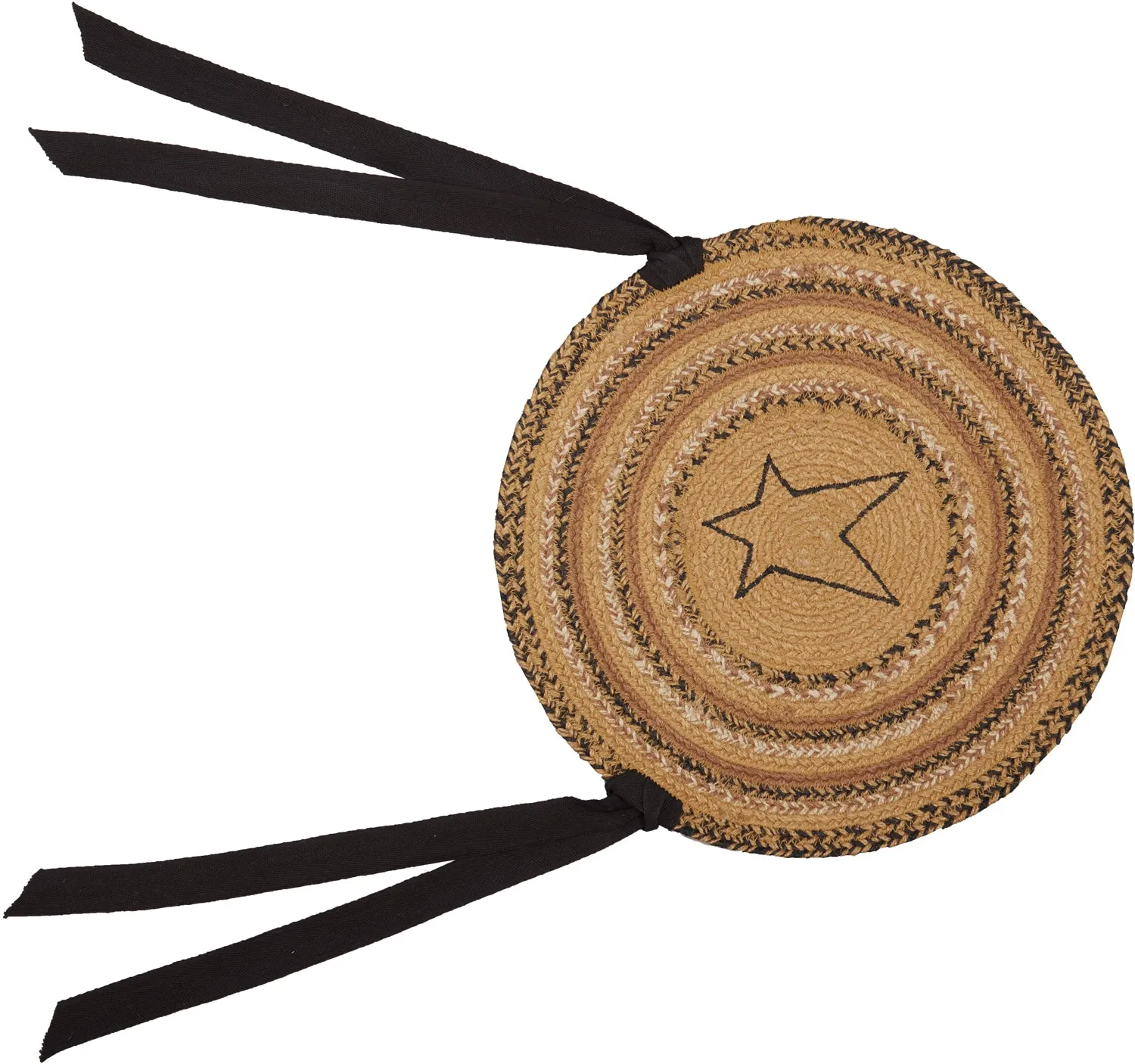 Kettle Grove Jute Chair Pad Applique Star Set of 6