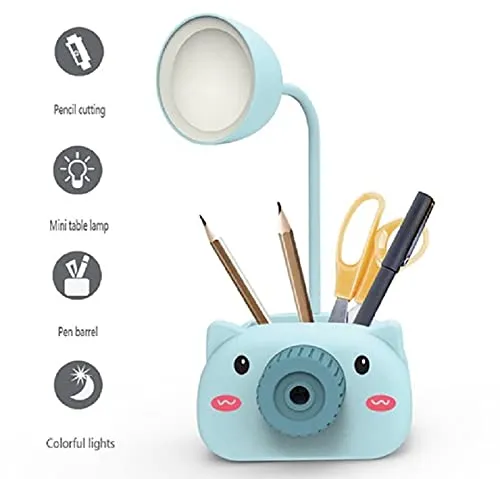 Kids Cartoon LED Table Lamp - 4-in-1 Study Desk Organiser