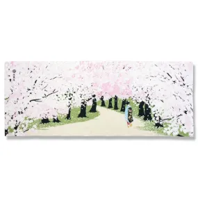 Kyo-Yuzen Dyeing Tenugui Towel (Japanese Hand Towel) - Cherry Blossom and Japanese Maiko -, Made in Kyoto, Japan