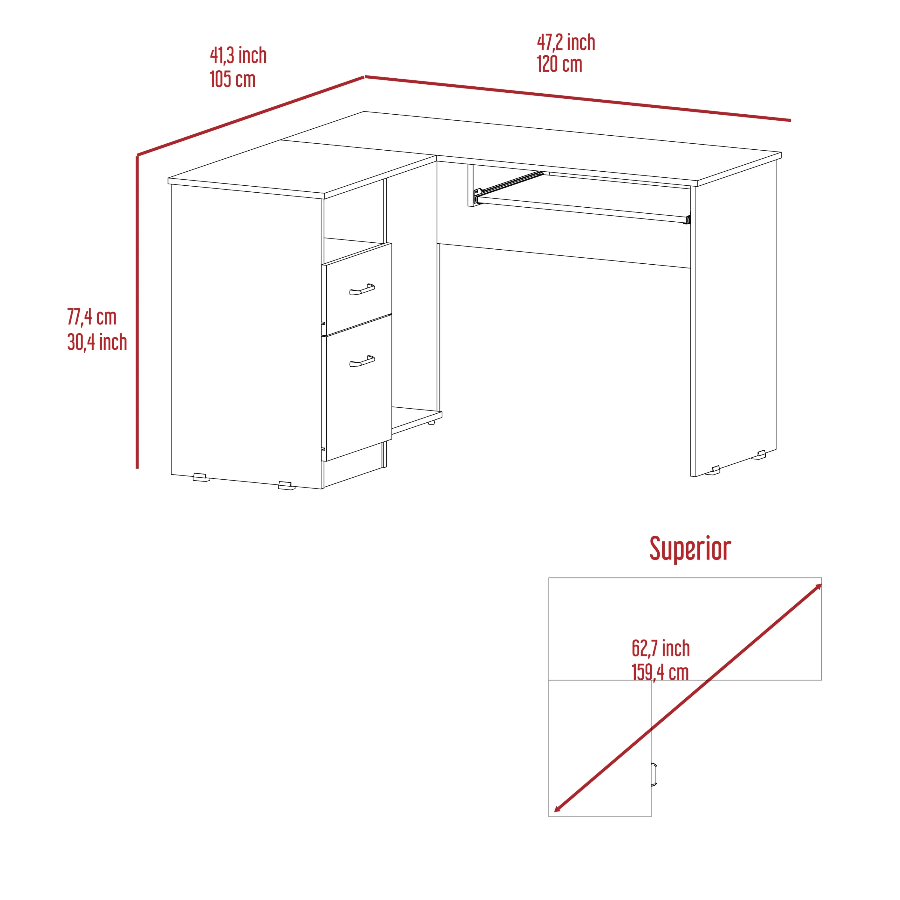 L-Shaped Desk Light Gray