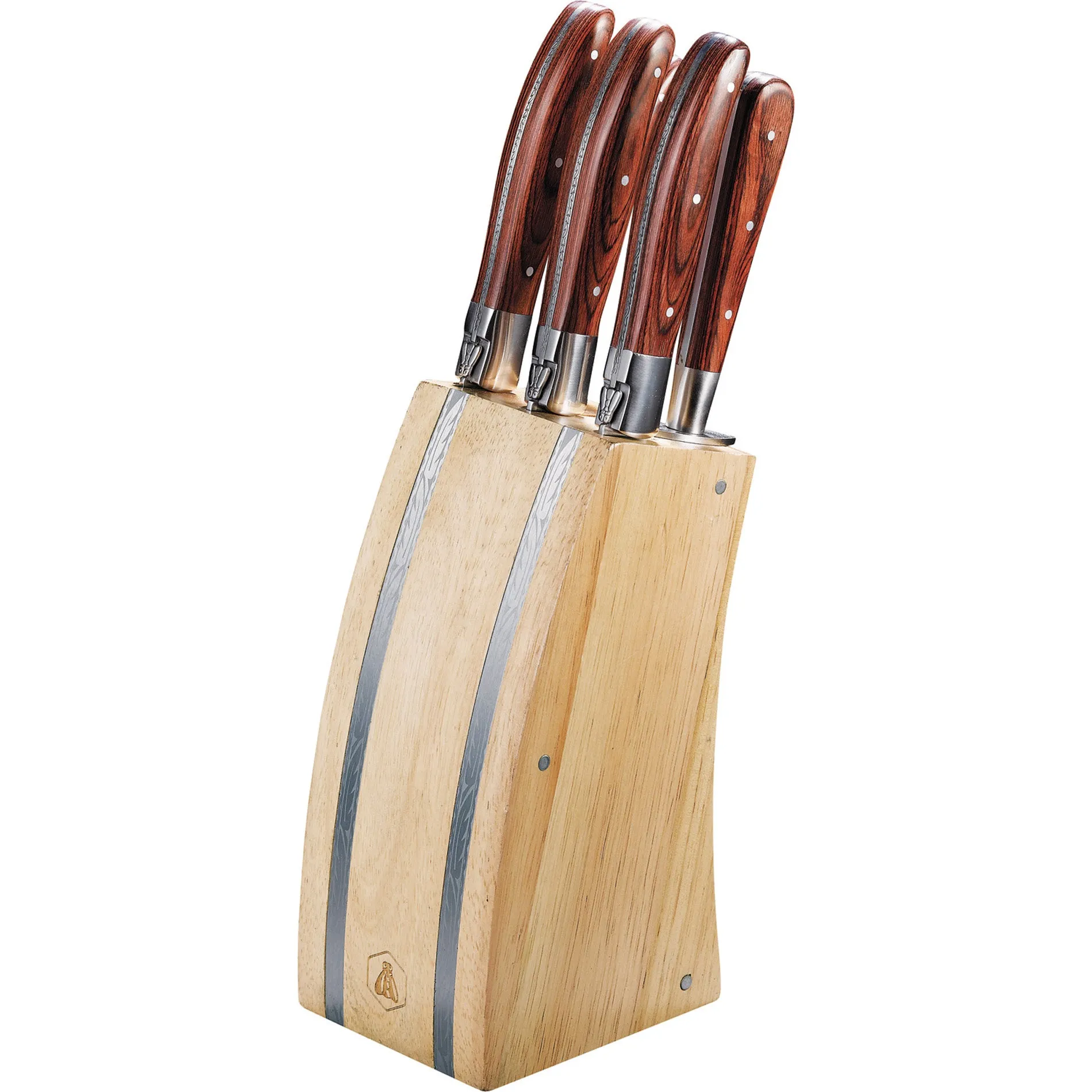 Laguiole 5-Piece Knife Block Set 1250 Brown