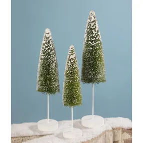 LC9577 - Snow Covered Green Bottle Brush Tree Set of 3