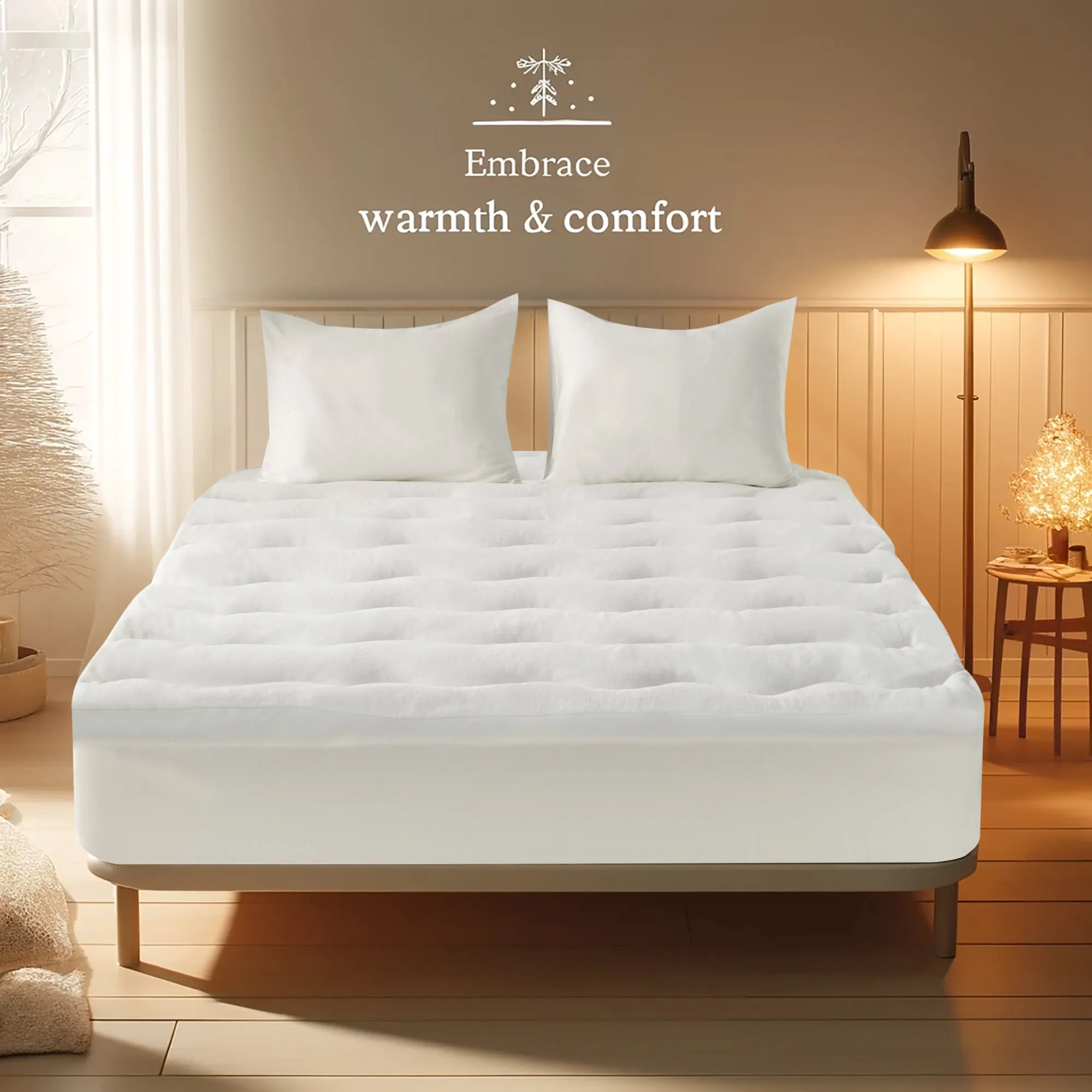 LINENOVA Reversible Cooling & Warm Mattress Topper 45cm Deep Pocket Mattress Pad