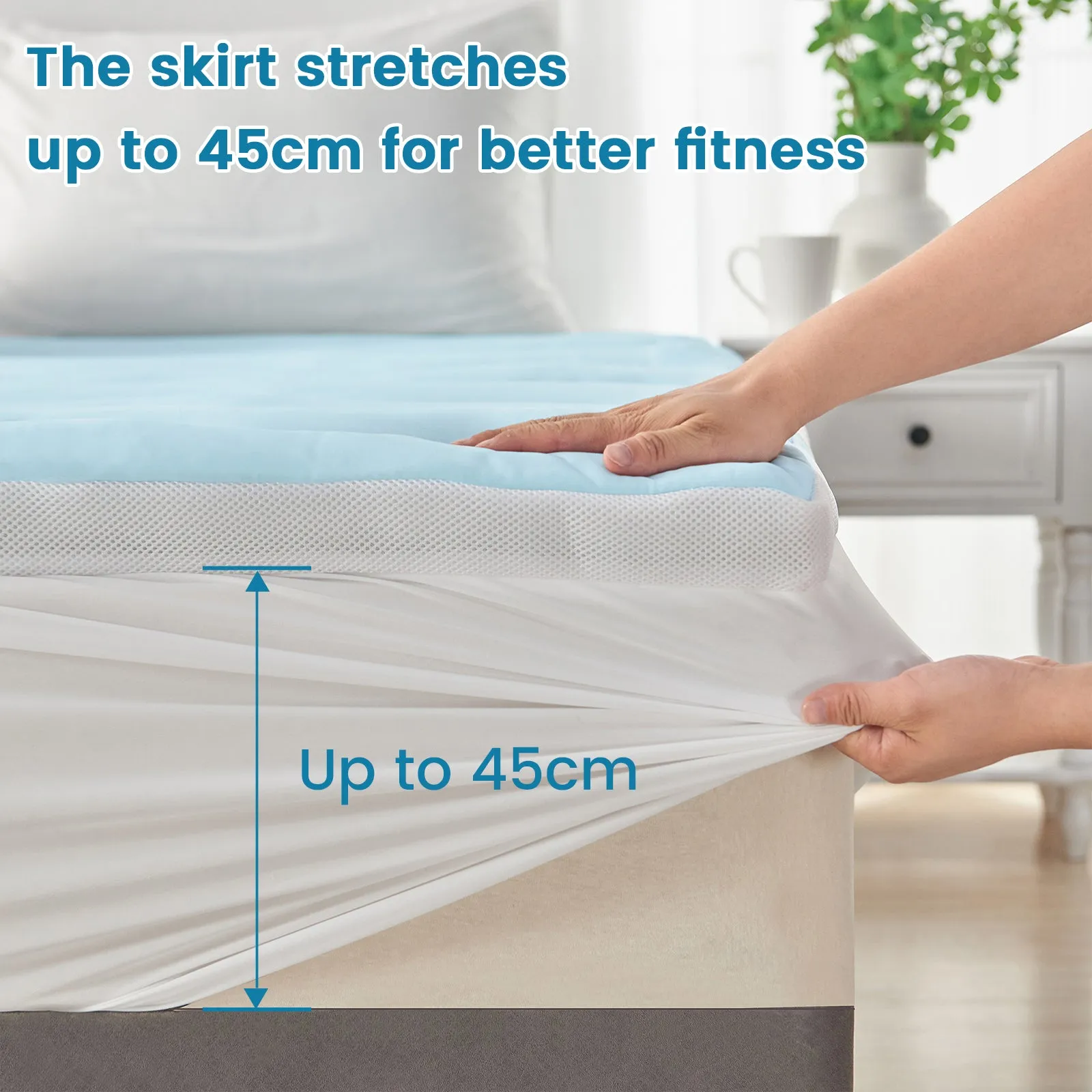 LINENOVA Reversible Cooling & Warm Mattress Topper 45cm Deep Pocket Mattress Pad