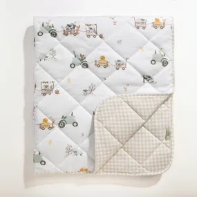 Lolli Living | Reversible Organic Jersey Quilted Cot Comforter - Tractor Ride