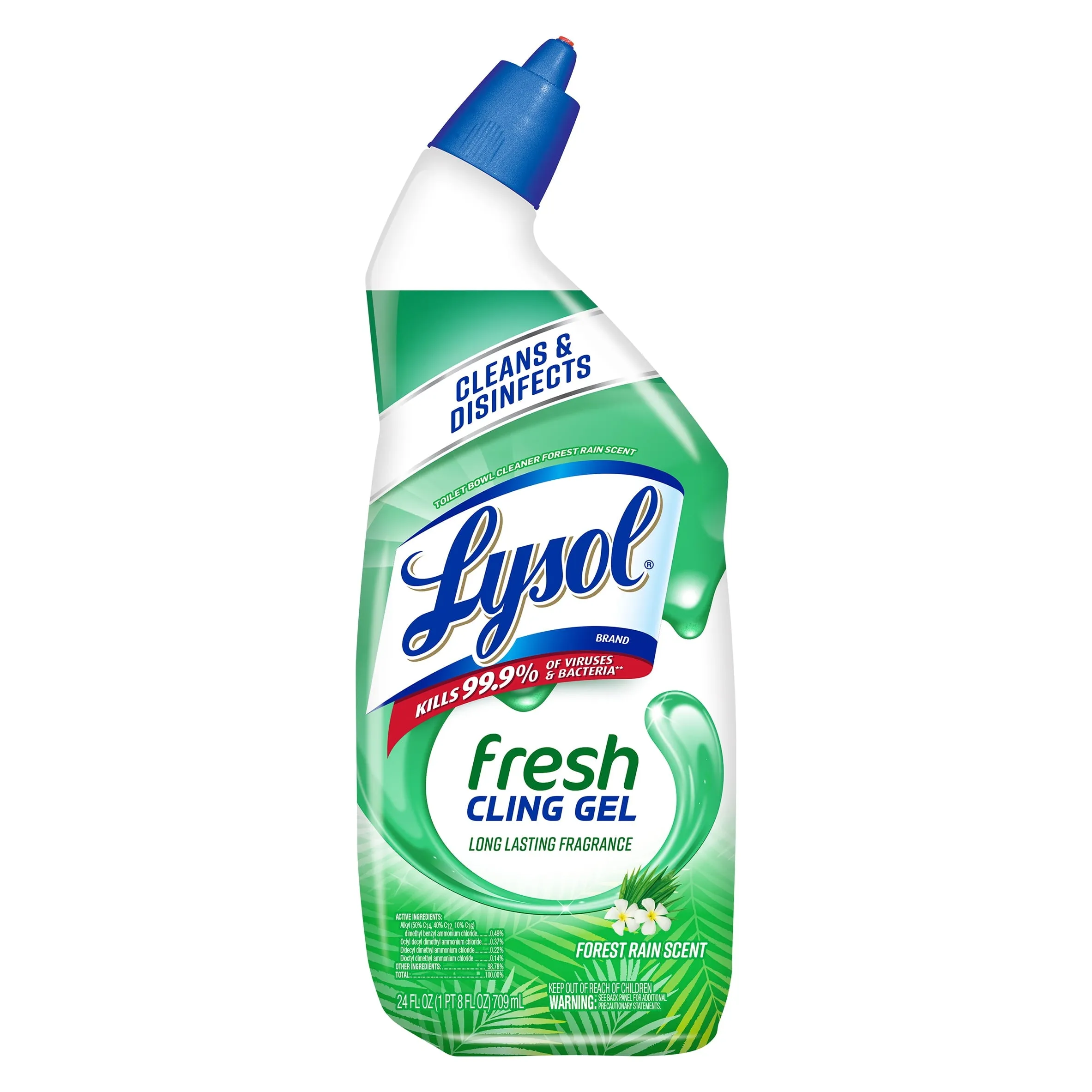 Lysol Toilet Bowl Cleaner Gel, For Cleaning and Disinfecting, Stain Removal, Forest Rain Scent, 24oz