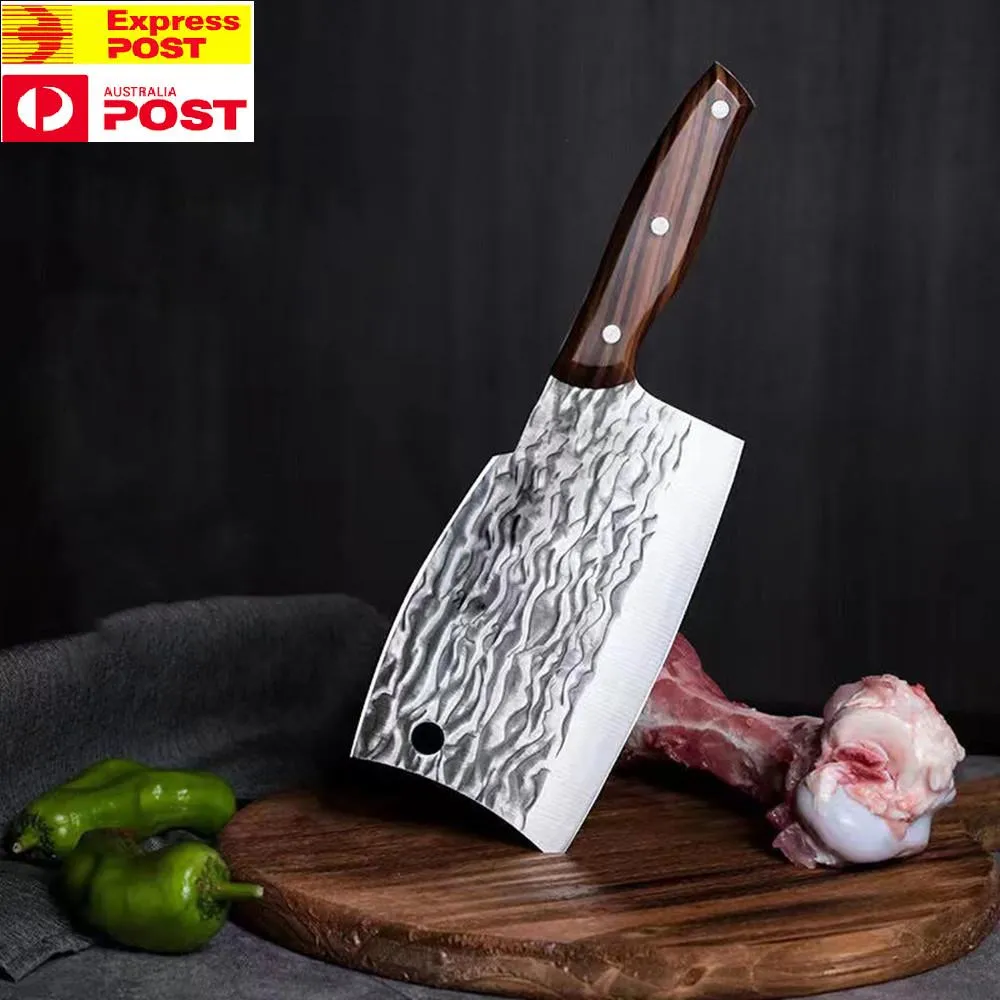 Meat Cleaver Knife Butcher Knife Bone Cutter Heavy Duty Multi-Purpose Dual Edges Kitchen Chopping Knife for Meat Cutting Chinese Chef Knife