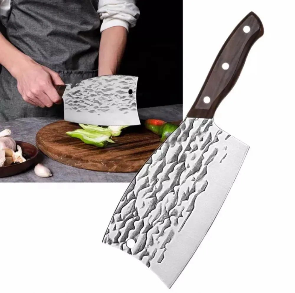 Meat Cleaver Knife Butcher Knife Bone Cutter Heavy Duty Multi-Purpose Dual Edges Kitchen Chopping Knife for Meat Cutting Chinese Chef Knife