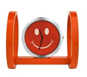 Metal Clock Table Showpiece (Elegant Home and Office Decoration) | (Set of 1, Orange Colour)