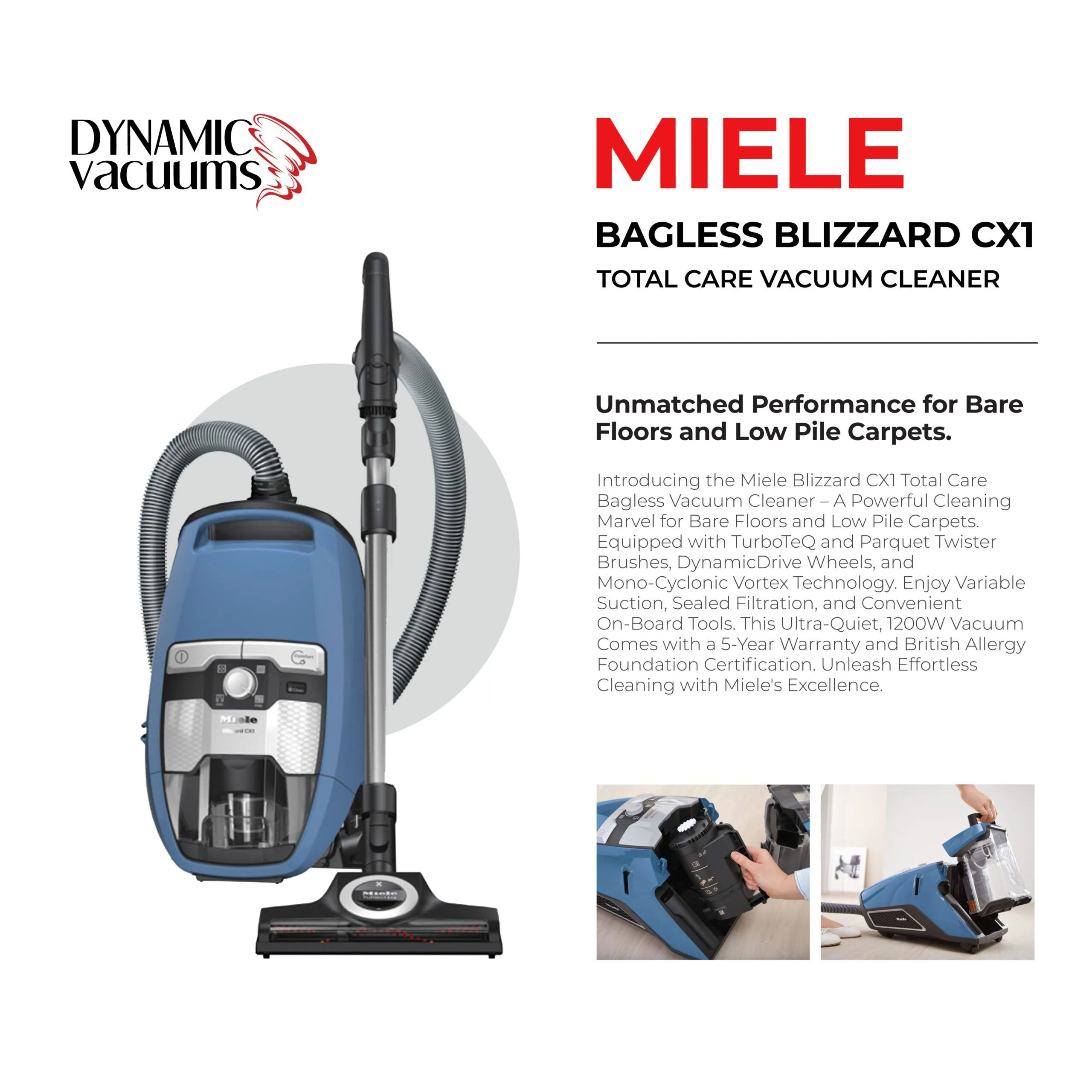 Miele Bagless Blizzard CX1 Total Care Vacuum Cleaner