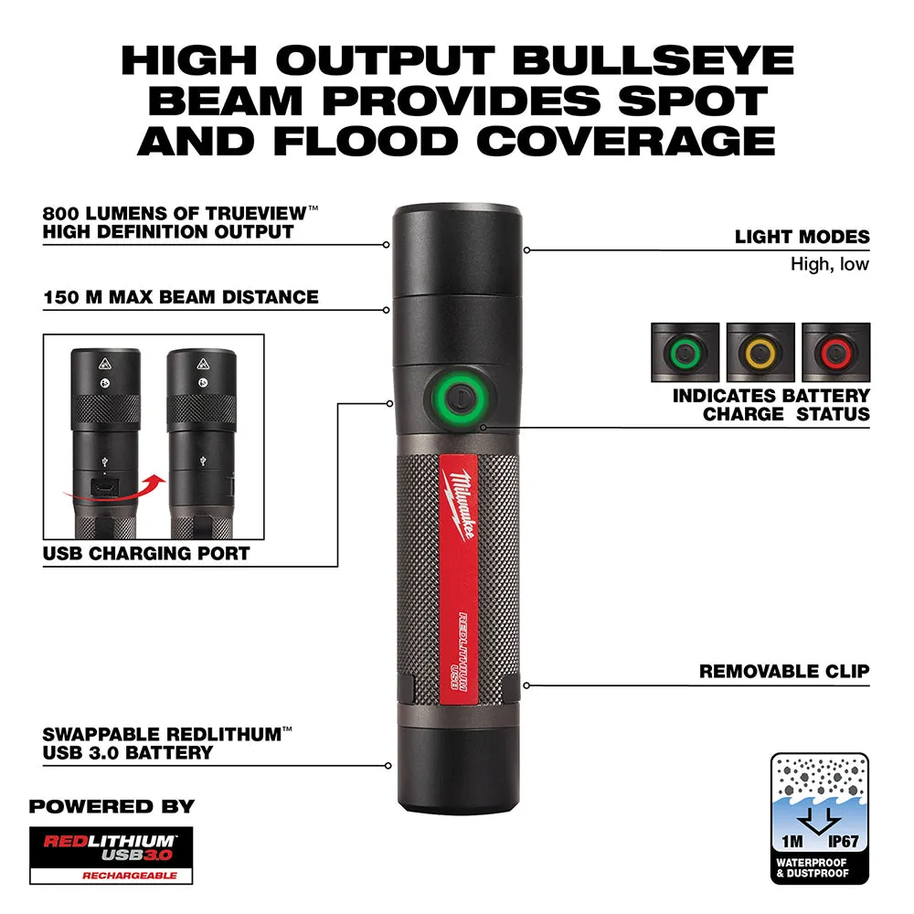 Milwaukee  2160-21 USB RECHARGEABLE 800L COMPACT FLASHLIGHT