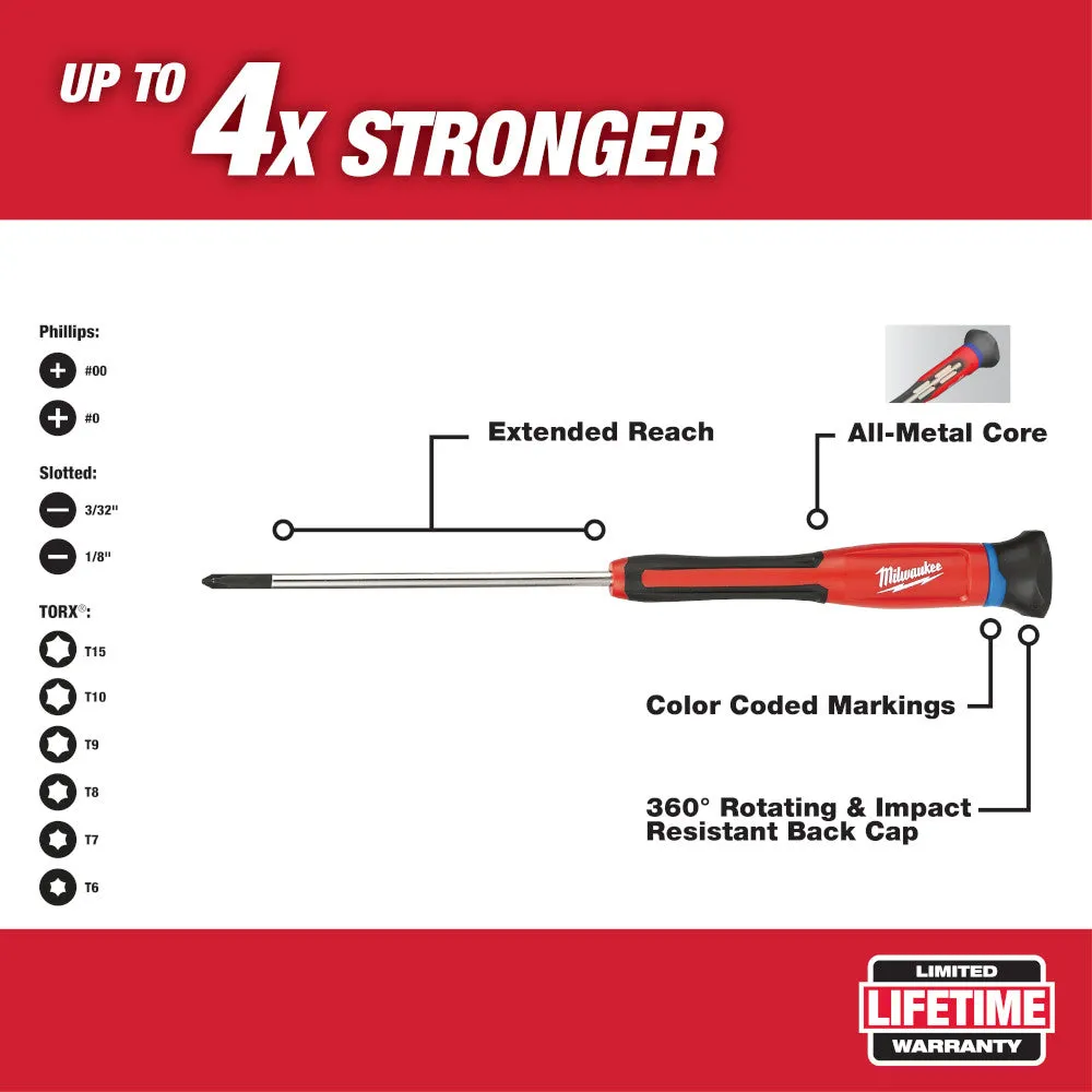 Milwaukee 48-22-2612 Precision Chrome Plated Screwdriver Kit - 10 PC