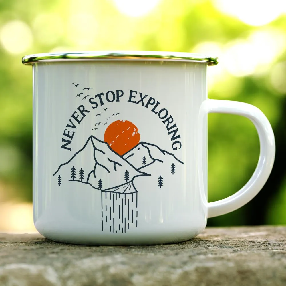 Never Stop Exploring Camp Mug