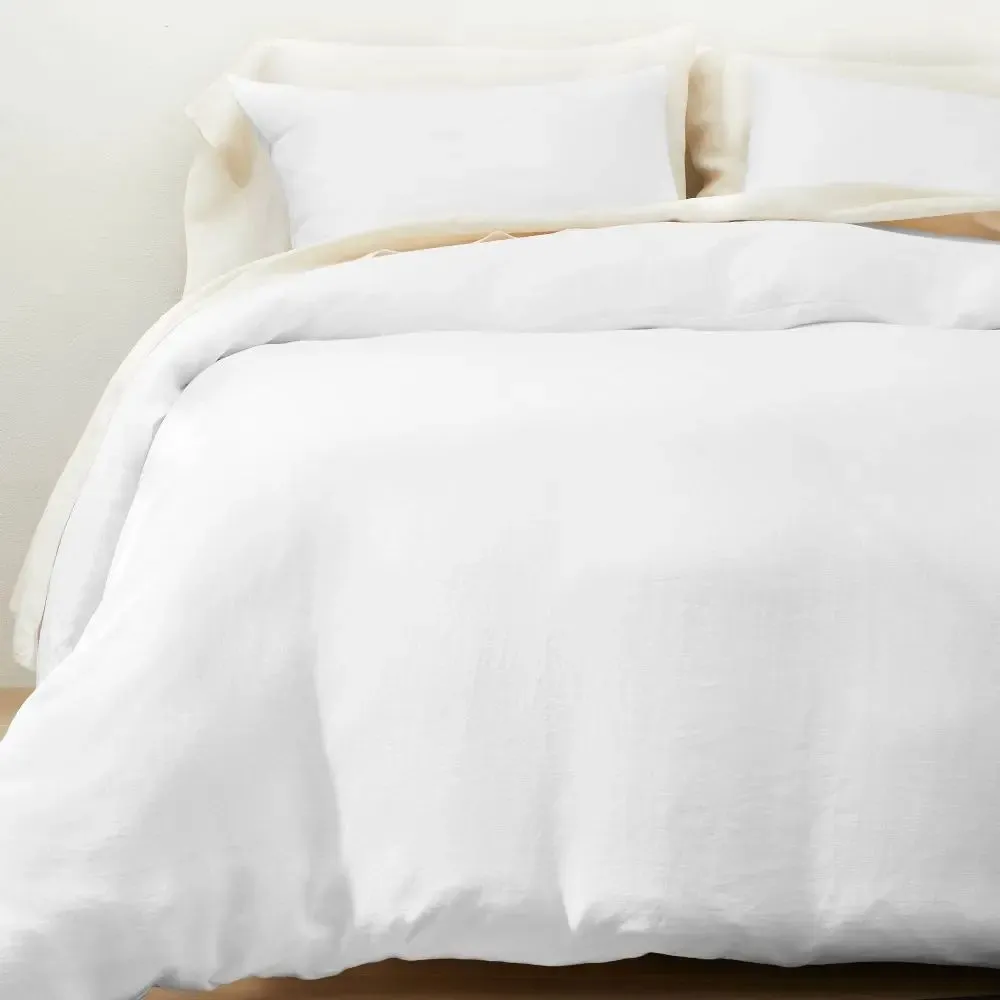 New - Full/Queen Hemp Duvet & Sham Set White - Casaluna