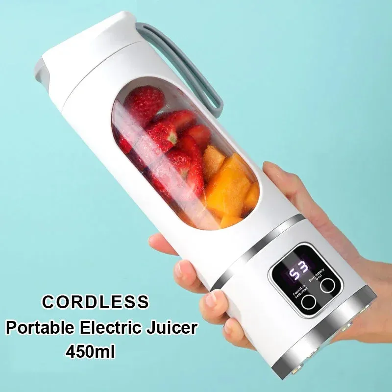 NEW Portable Electric Juicer 450ml 12 Blades Travel Juicer Machine Chargeable Shakes Smoothie Blenders Fresh Juice Extractor Cup