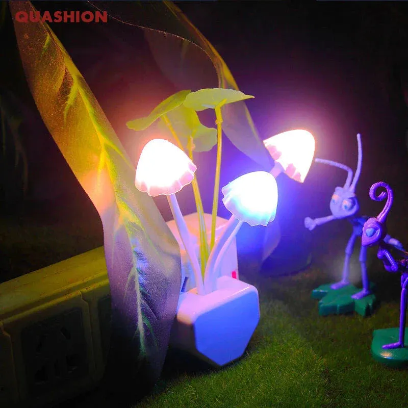 Novelty Night Light Plug Induction Dream Mushroom Fungus Luminaria Lamp  night lights