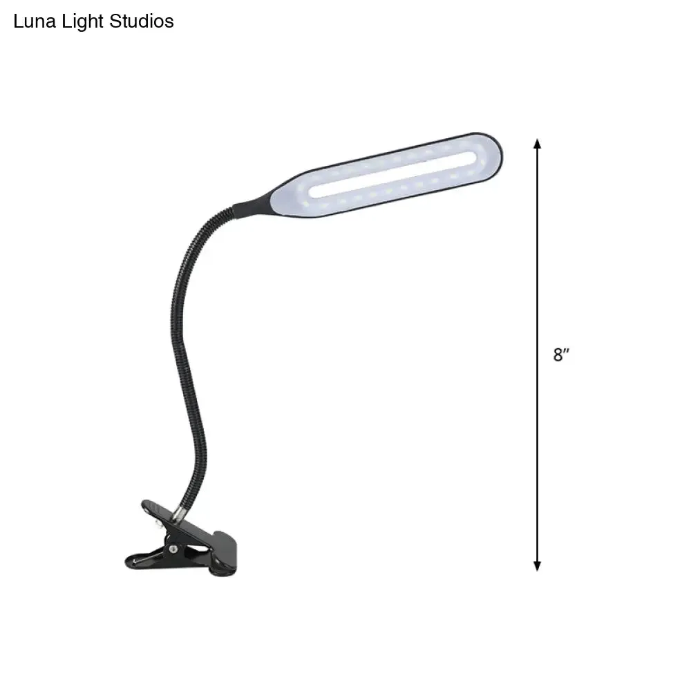 Oblong Shade LED Clip-On Desk Light with Eye-Caring Technology for Reading, Black/White