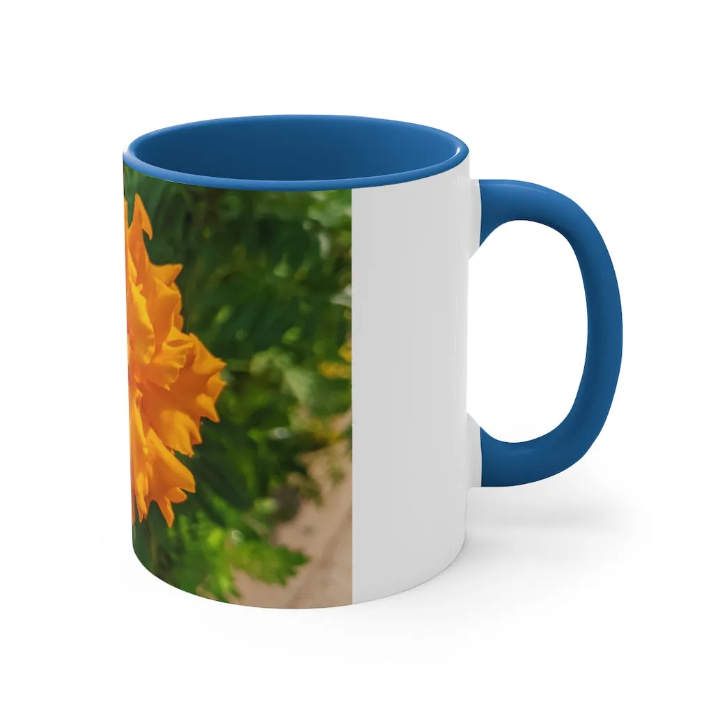 Orange Flower Accent Coffee Mug, 11oz