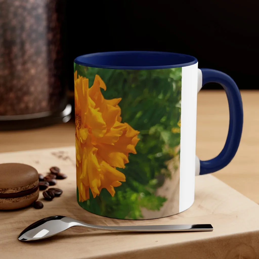 Orange Flower Accent Coffee Mug, 11oz