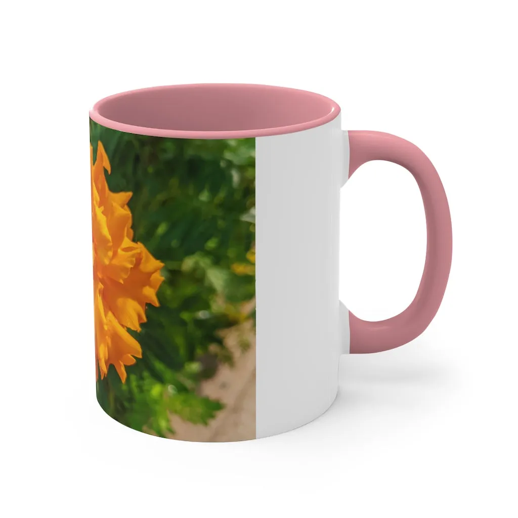 Orange Flower Accent Coffee Mug, 11oz